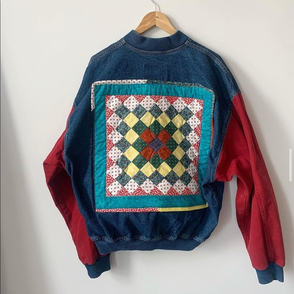 Vintage denim jacket with quilt patch - Picture 1 of 3